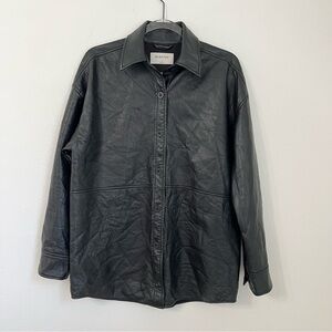 Aritzia Babaton Button-Up Faux Leather Shirt Jacket Liquid Leather Size Small.